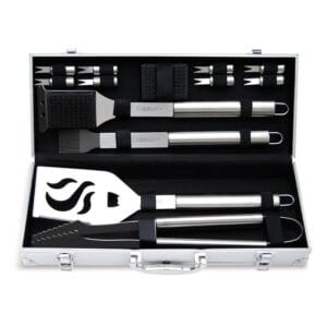 BBQ tools set in aluminum case