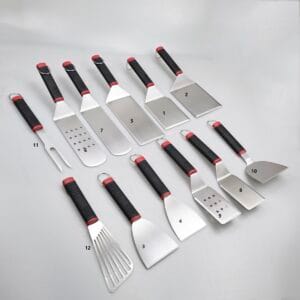 New Stainless Steel Griddle Kits with Plastic Handle Line Grill Spatula for BBQ Grill Griddle(GS1)