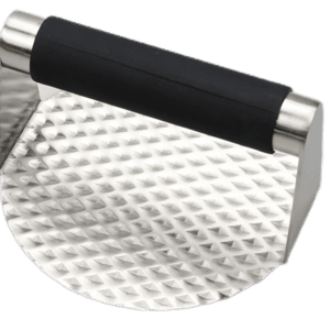 Stainless steel burger press with silicone handle