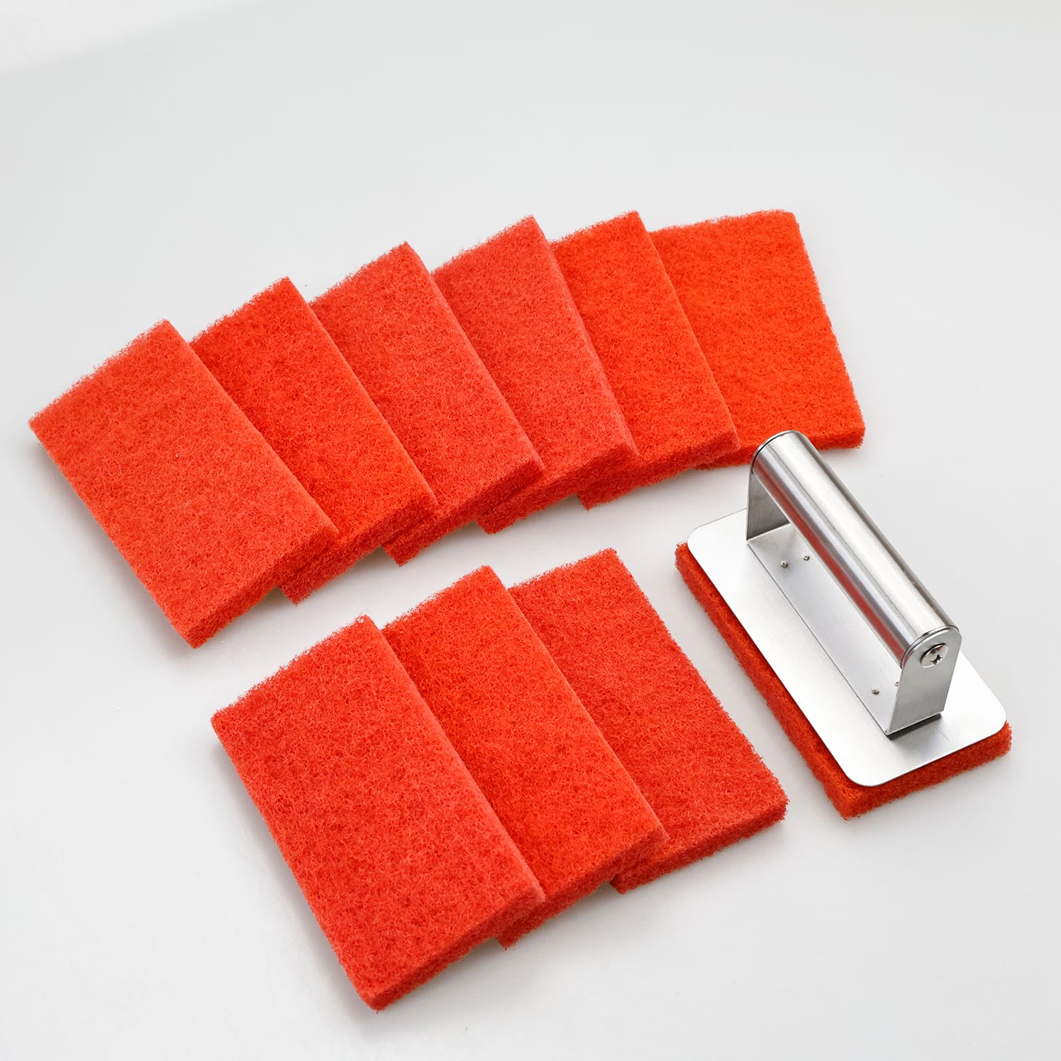 Heavy Duty Stainless Steel Griddle Cleaning Pads with Removable Handle Replace Pads
