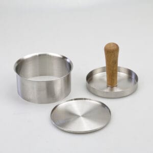 Stainless Steel Burger Press Stuffed Hamburger Patty Maker with Wood Handle