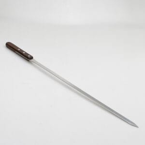 24-inch Stainless Steel BBQ Skewers with Wood Handle Barbecue Kabob Skewers Flat Grilling Sticks