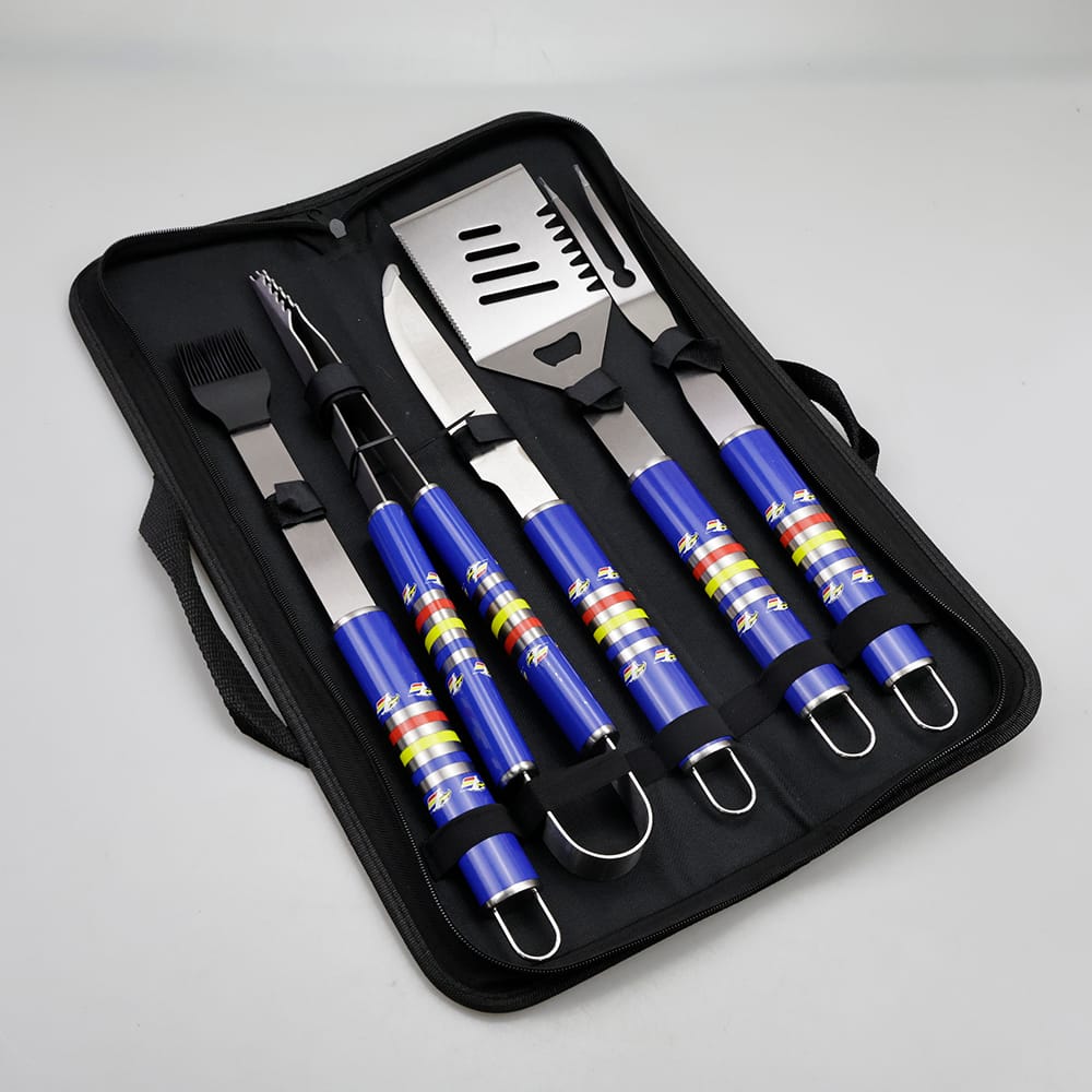 Stainless Steel 5PCS Large Handle BBQ Accessories Set With Oxford Bag