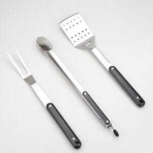 Grill Accessories 3-Piece Stainless Steel Barbecue Set with Spatula, Tongs, & Fork