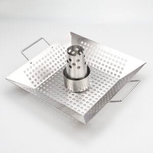 Square Perforated Grill Tray with Chicken Roaster and Smoke Tube