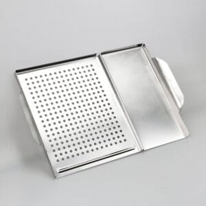 BBQ Grill Pans Stainless Steel Grill Topper With Handle Plancha Grilling Plate for Vegetables and Meats