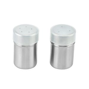Medium Size Stainless Steel Salt and Pepper Shaker Set with Transparent Lid