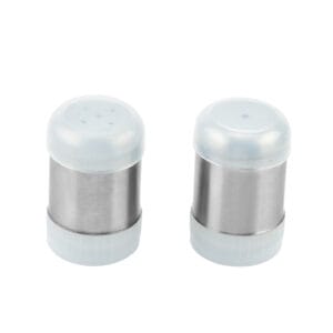 Mini Stainless Steel Salt and Pepper Shaker Set with Double Plastic Lids