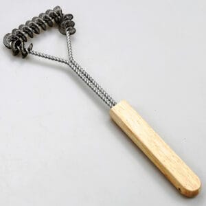 Heavy Duty Spiral Steel Wire Grill Cleaning Brush Natural Wood Handle BBQ Accessory
