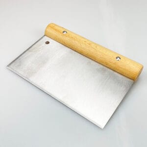Multi-purpose Stainless Steel Dough Scraper & Chopper with Wooden Handle