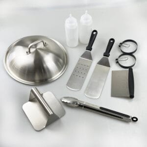 10-Pieces Exclusive Griddle Tools With Burger Press and Dome Cover