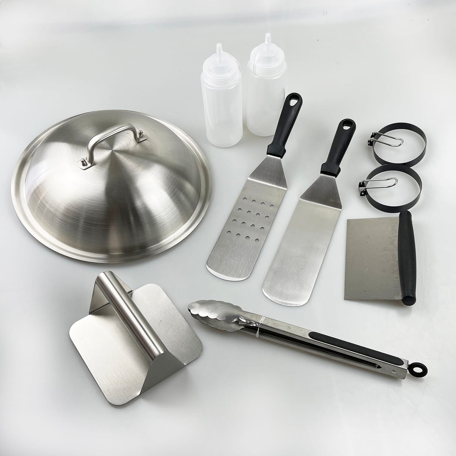 10-Pieces Exclusive Griddle Tools With Burger Press and Dome Cover