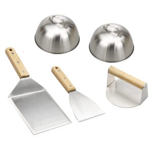 Grill Barbecue Burger Smasher with Seasoning Shaker and Non Stick Egg Ring