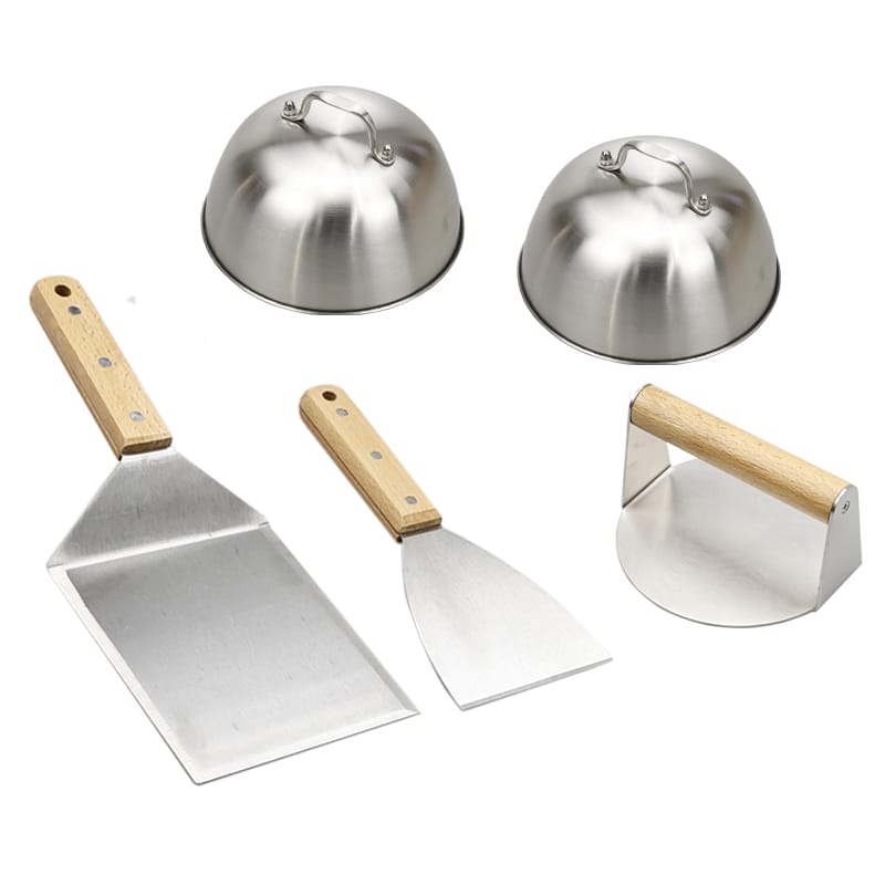 Grill Barbecue Burger Smasher with Seasoning Shaker and Non Stick Egg Ring