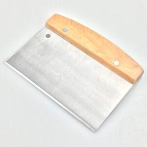 Multi-purpose Stainless Steel Dough Scraper & Chopper with Wooden Handle