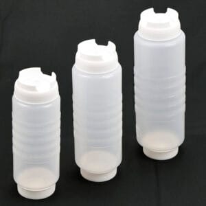Hot Selling Transparent Double Head Plastic Dispensing Condiment Sauce Squeeze Bottles with Twist Lid for Kitchen