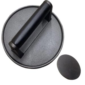 Flat cast iron burger press