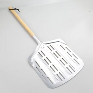 12 Inch Square Anodized Perforated Aluminum Pizza Peel with Detachable Wood Handle for Pizza Making