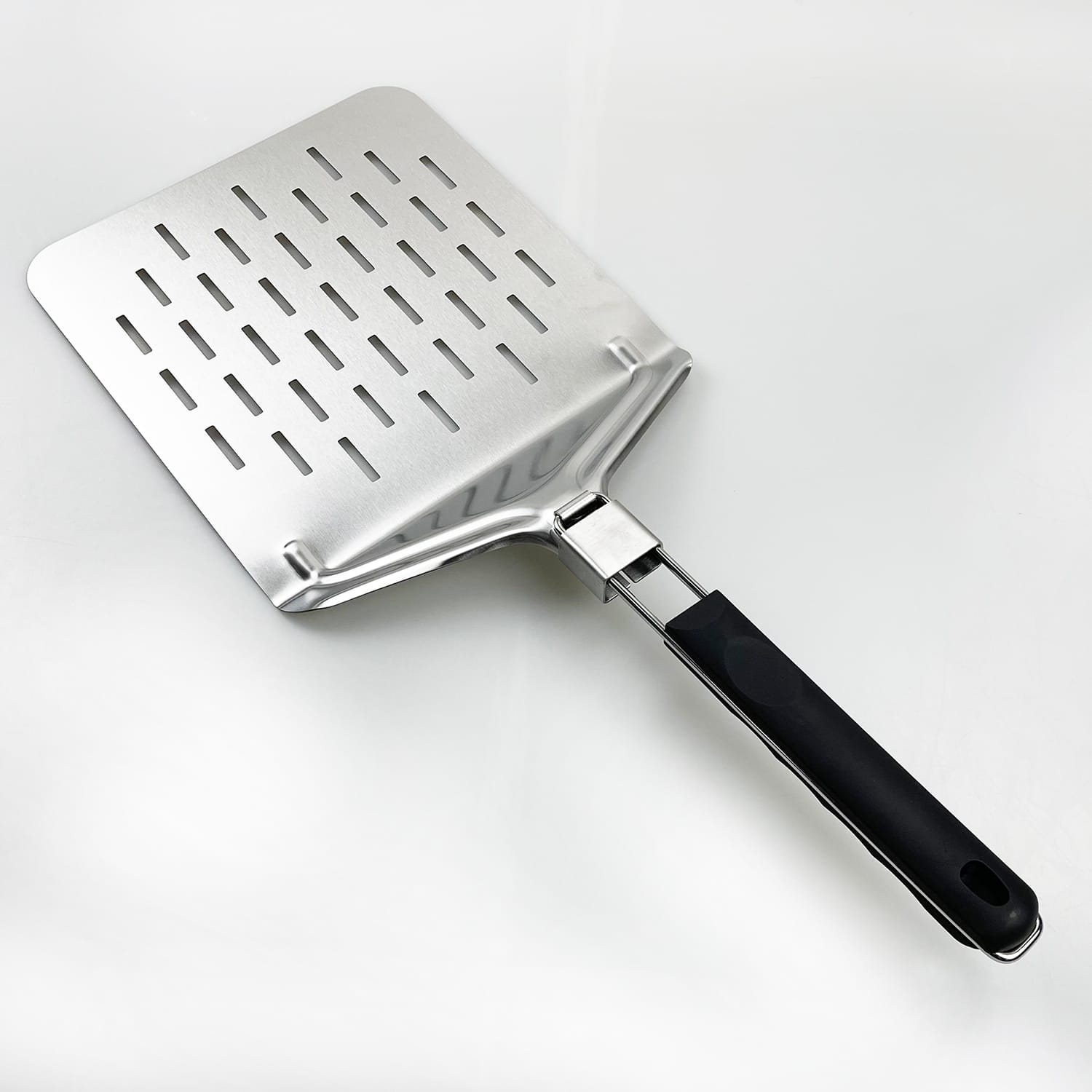 Stainless Steel Perforated Pizza Peel Pizza Shovel With Foldable Handle for Easy Storage